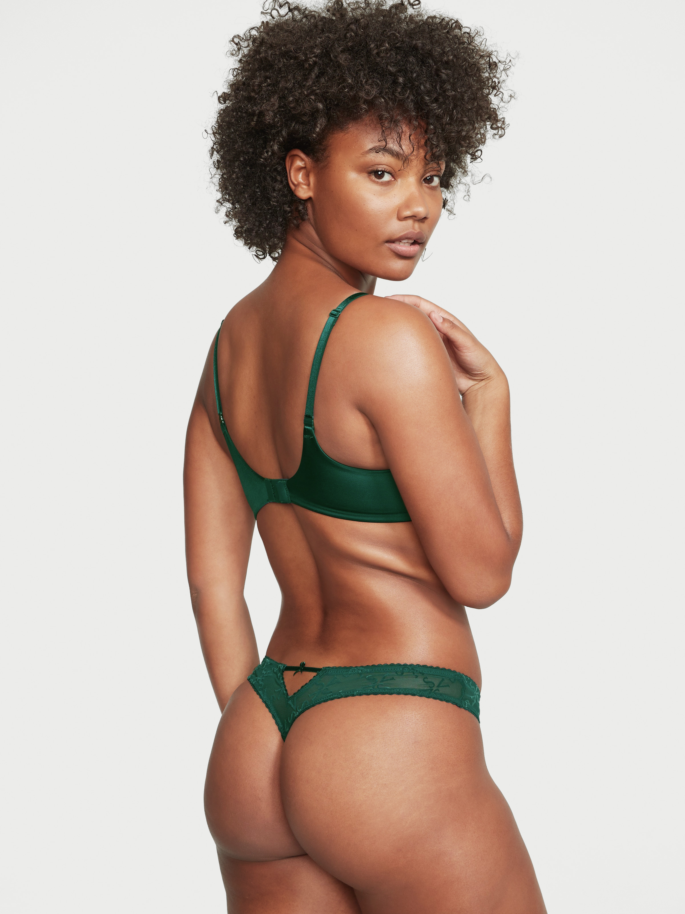 Tanga In Mesh Con Logo Floccato, Deepest Green, large