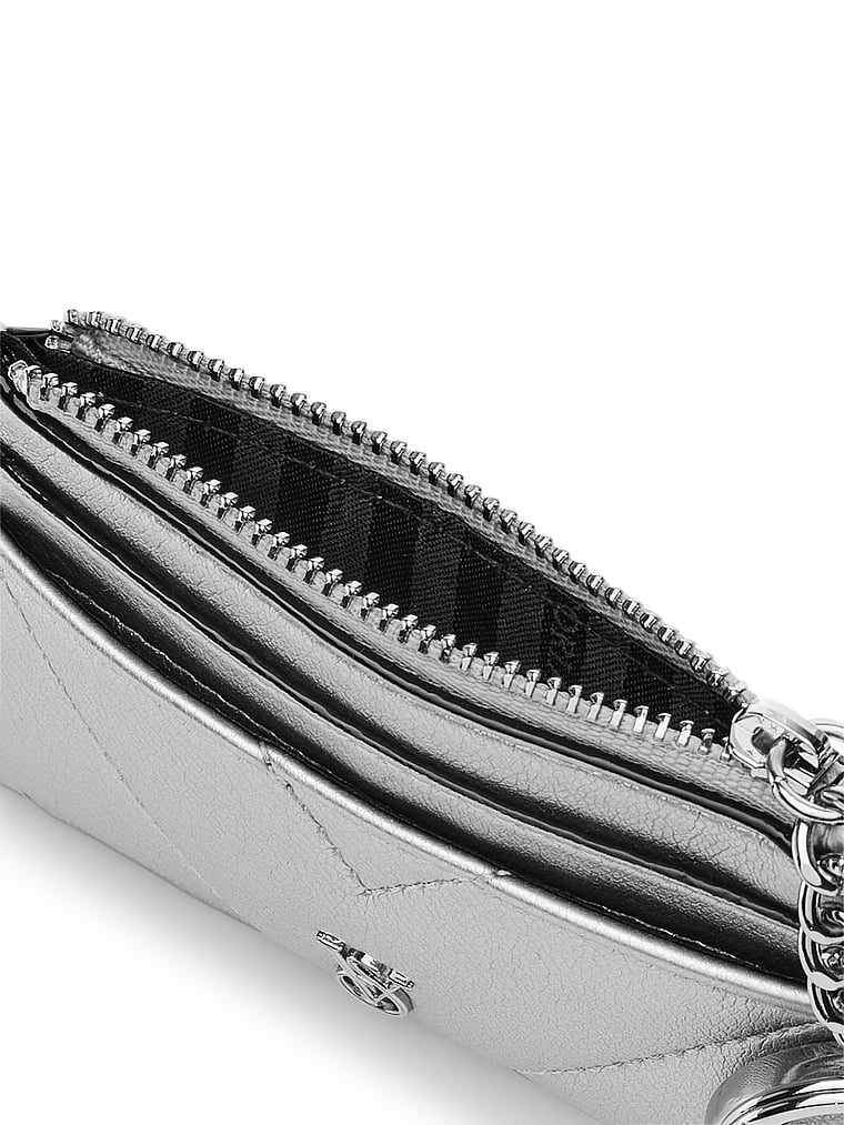 Portachiavi Con Porta Carte, Silver, large