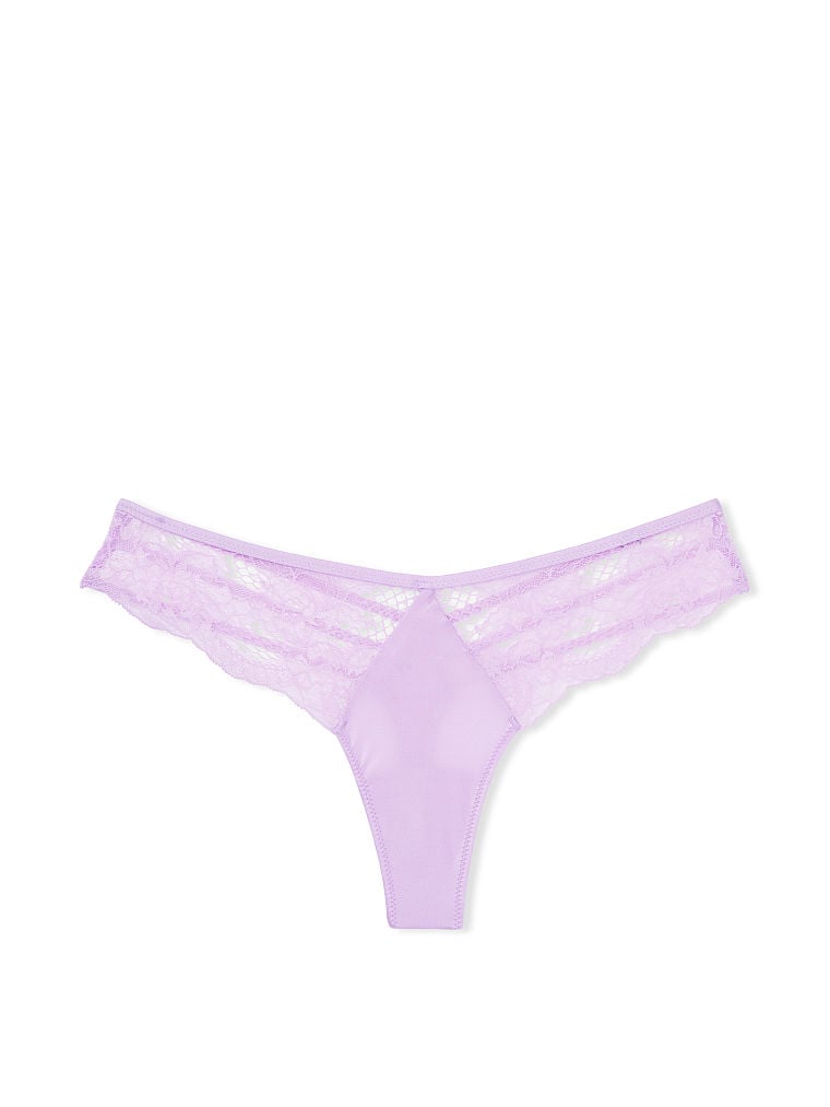 Tanga Con Finiture In Pizzo, Silky Lilac, large