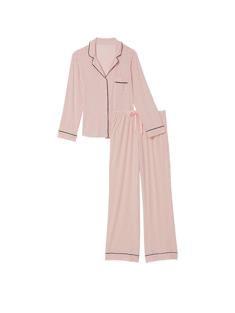 Modal Long Pajama Set, Purest Pink Dot, large