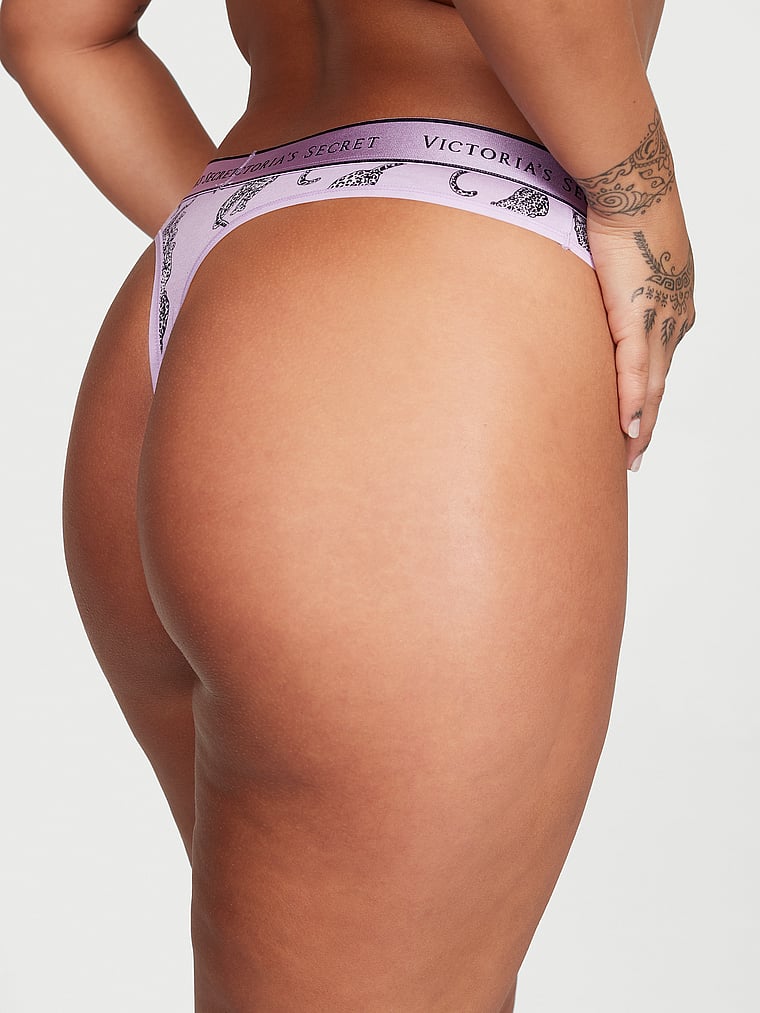 Tanga In Cotone Con Logo, Unicorn Purple Leopards, large