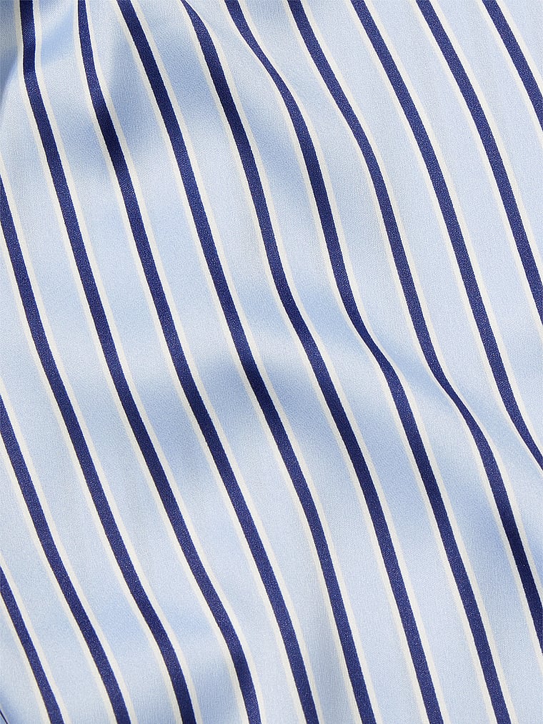 Pigiama Lungo In Raso, Blue Crescent Stripes, large