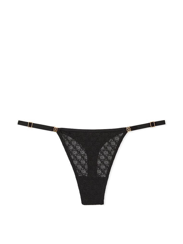 Tanga Regolabile In Pizzo Icon By Victoria’s Secret, Black, large