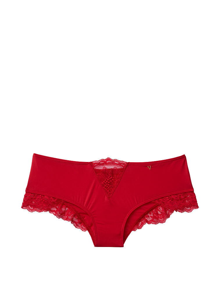 Slip Sgambato In Microfibra Con Inserti In Pizzo, Lipstick, large