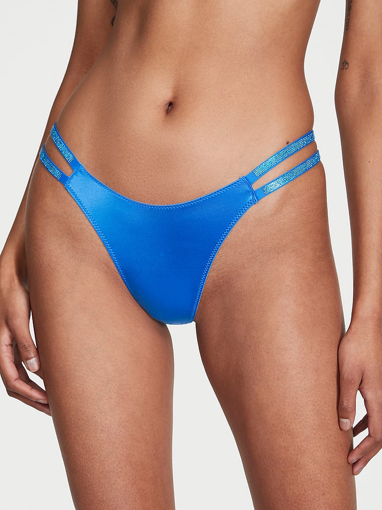 Tanga Liscio Con Fianchetti Doppi Brillanti, Shocking Blue, large