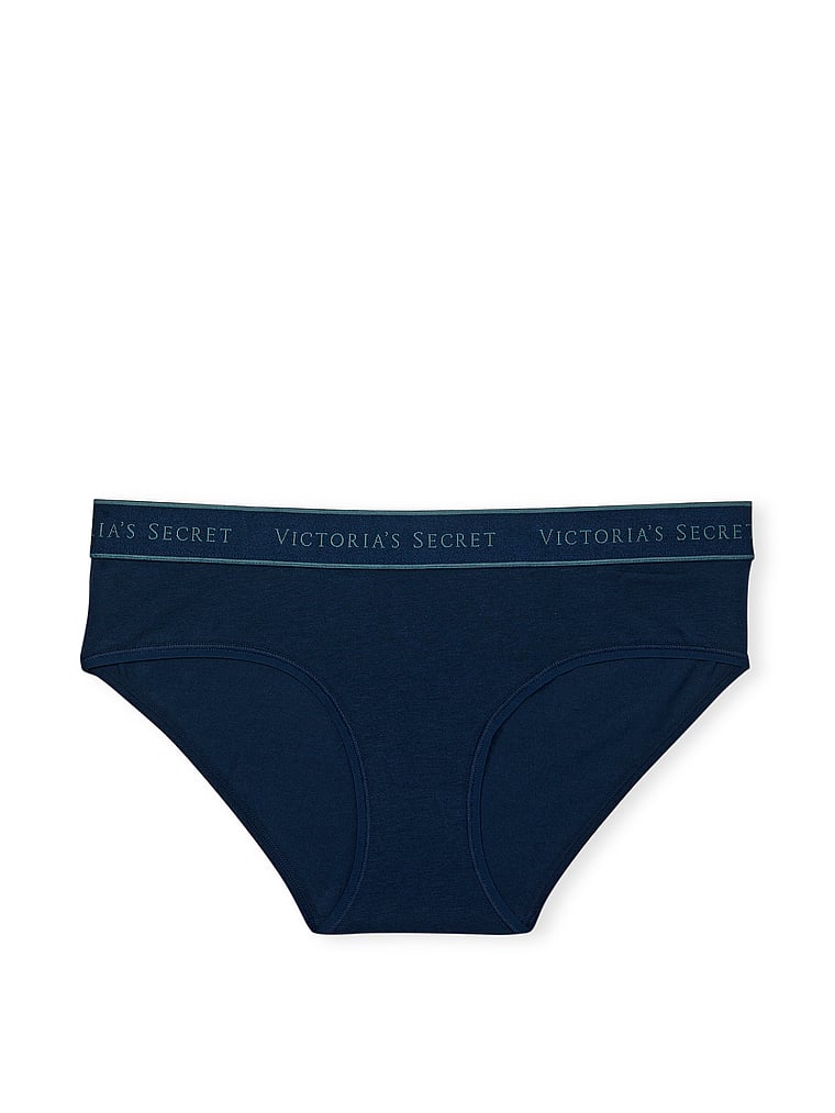 Slip Coprente In Cotone Con Logo, Noir Navy, large