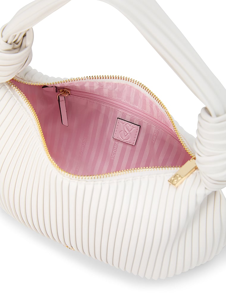 Knotted Top Handle Bag, Coconut White, large