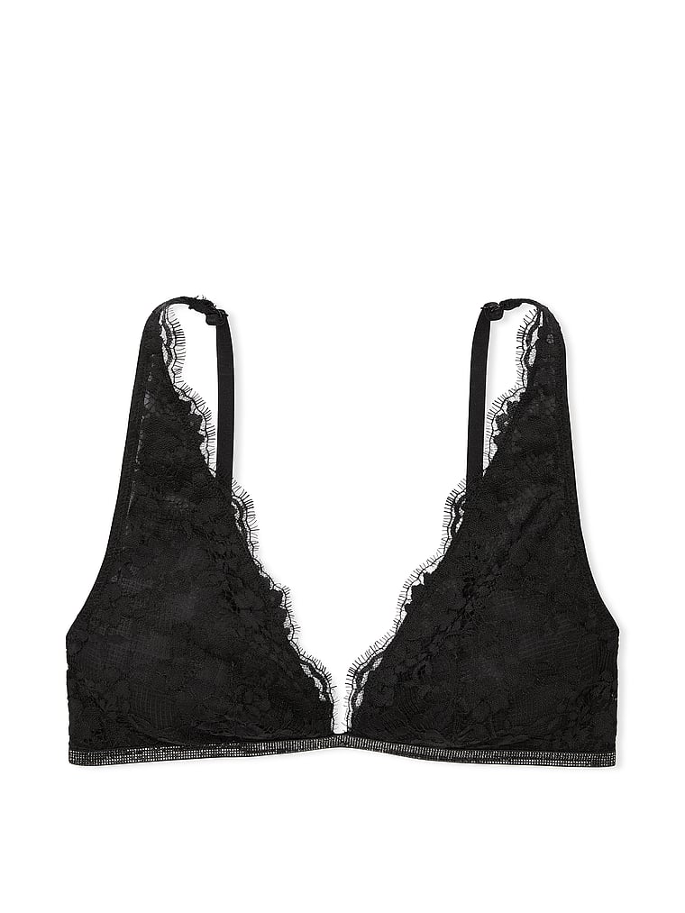 Reggiseno A Triangolo In Pizzo Con Strass, Black, large