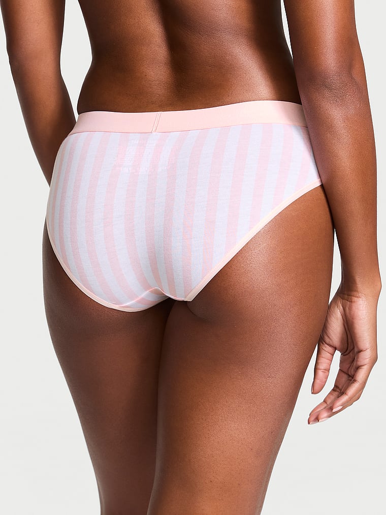 Slip Coprente In Cotone Con Dettaglio Di Strass E Logo, Iconic Pink Stripes, large