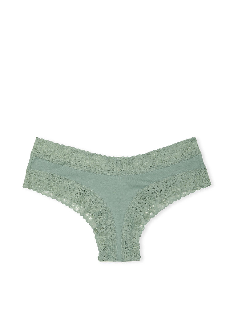 Slip Sgambato In Cotone Con Vita In Pizzo, Sesalt Green, large