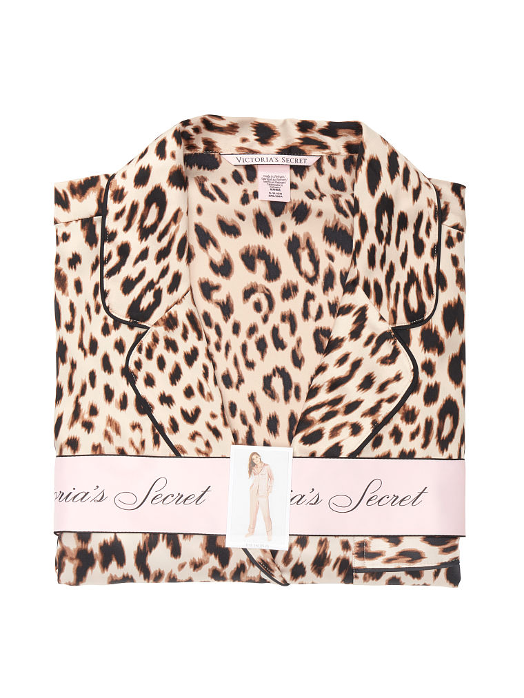 Pigiama Lungo Di Satin, Champagne  Leopard, large