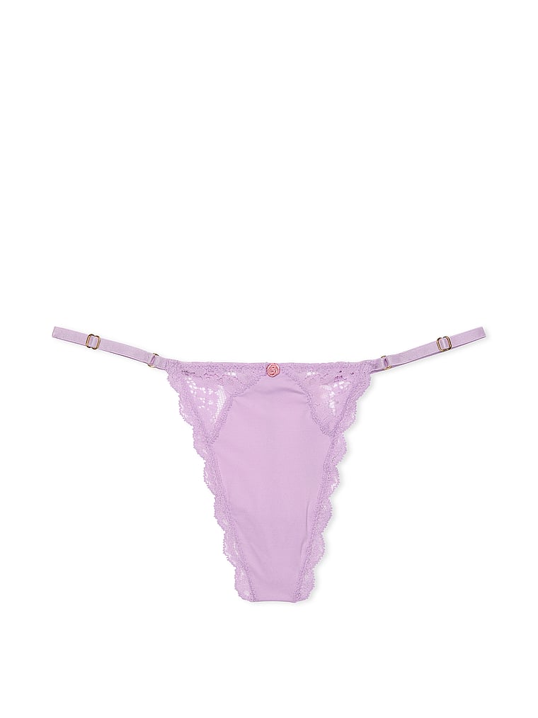Tanga Regolabile Con Inserti In Pizzo, Silky Lilac, large
