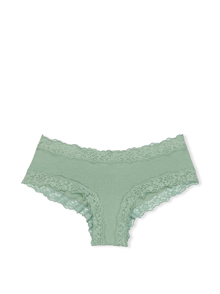 Slip Sgambato In Cotone Con Dettagli In Pizzo, Seasalt Green, large