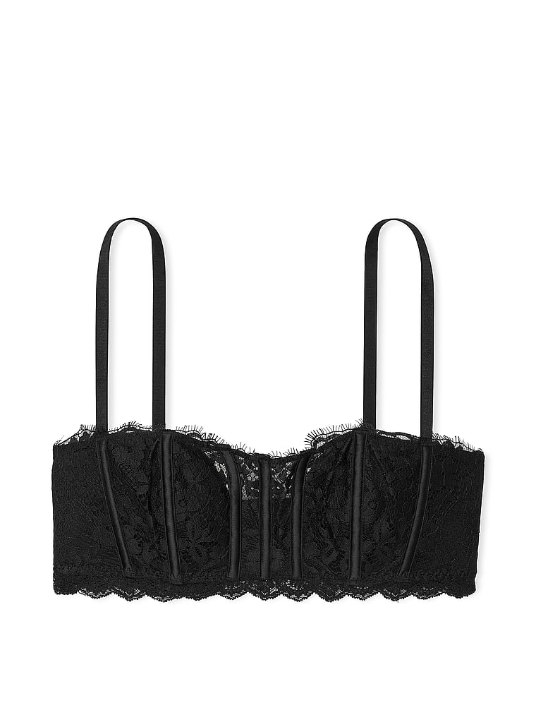 Reggiseno A Fascia Leggermente Imbottito Con Dettagli In Pizzo, Black, large