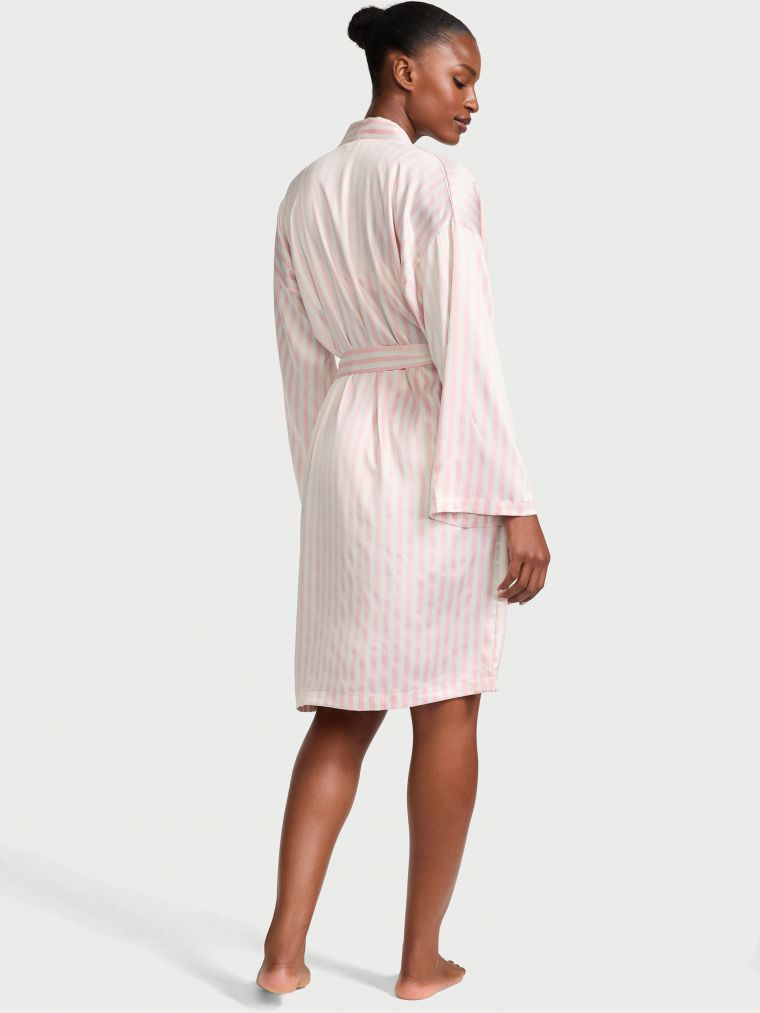Vestaglia Midi In Raso, Pink Iconic Stripe, large