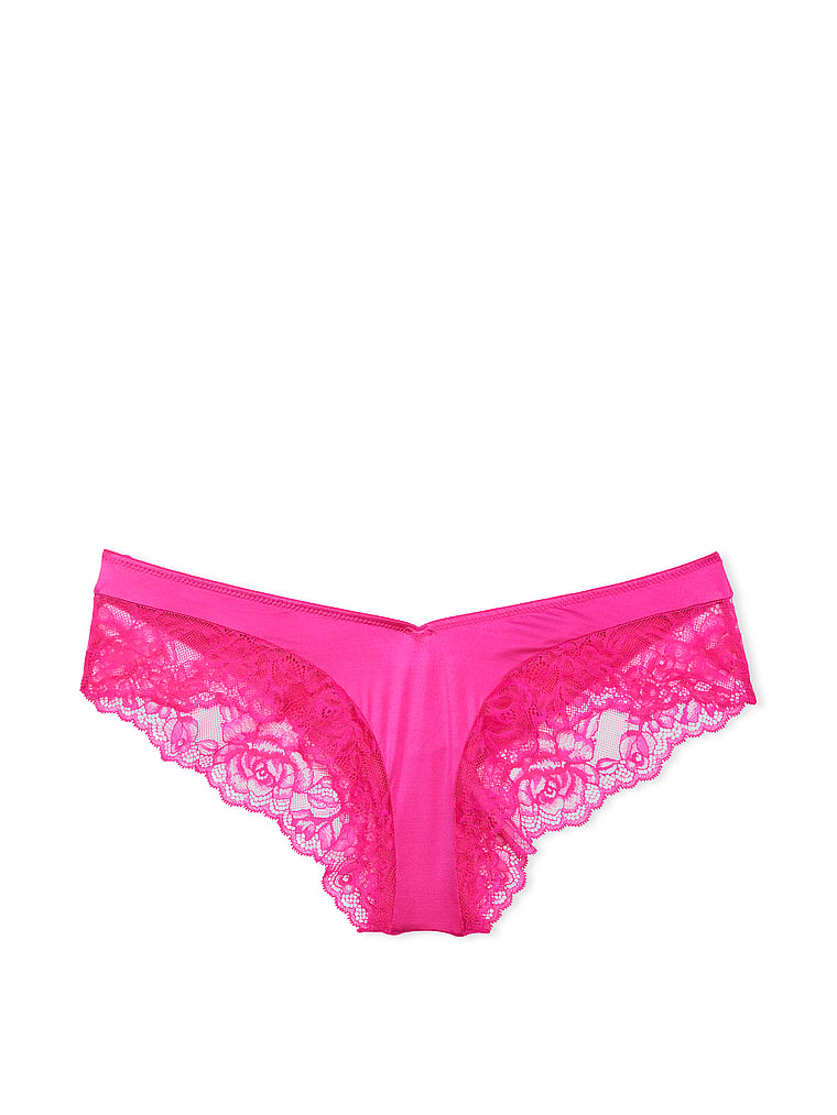 Rose Lace-trim High-leg Cheeky Panty, Forever Pink, large