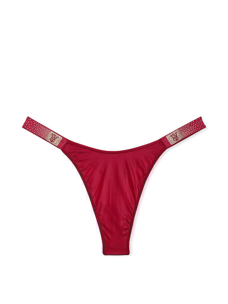 Tanga Liscio Con Fianchetti Tempestati Di Strass, Red Lacquer, large
