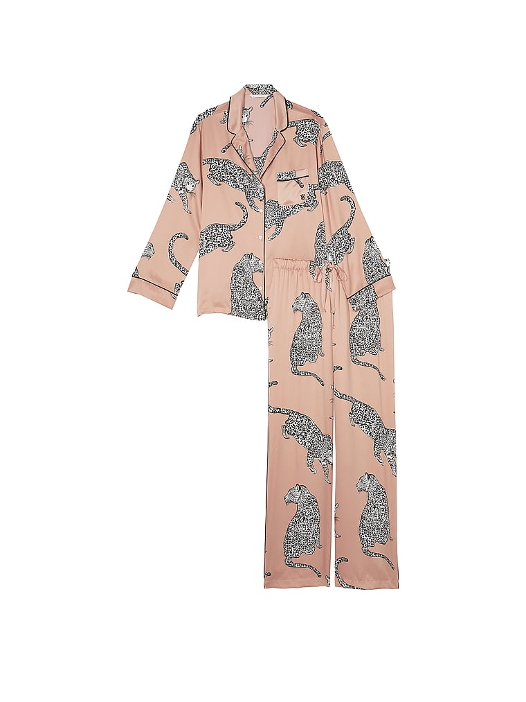 Pigiama Lungo In Raso, Evening Blush Leopards, large