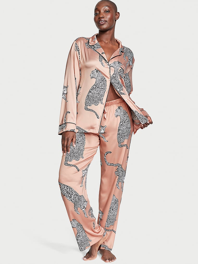 Pigiama in raso rosa animalier Victoria s Secret Italia