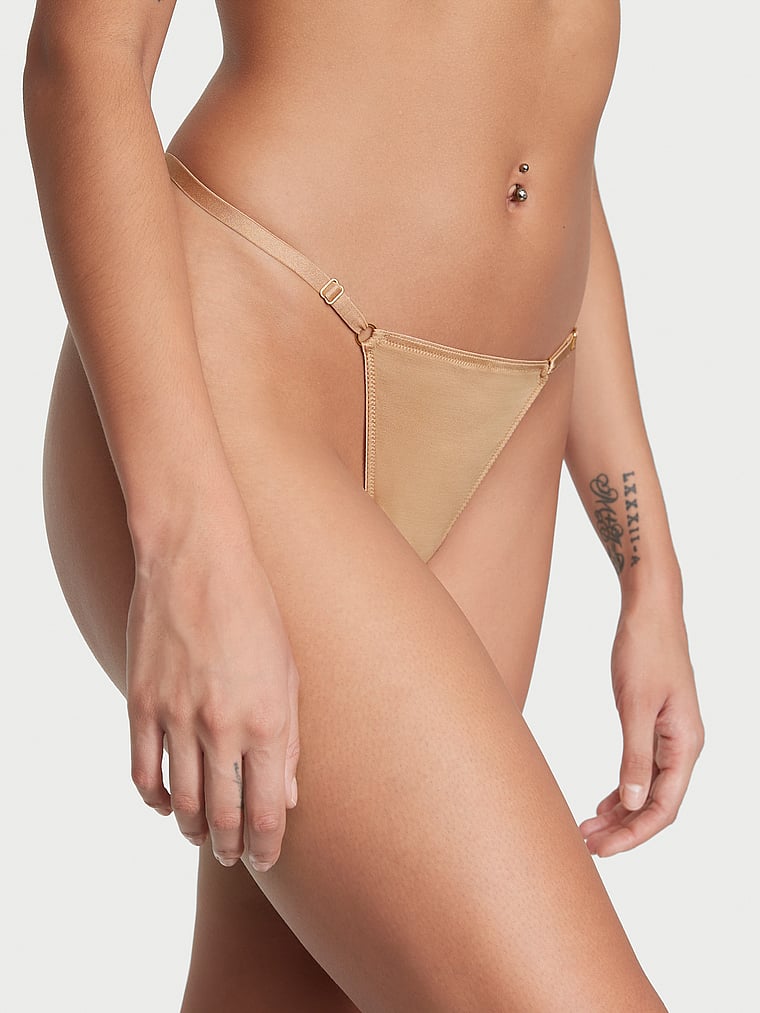 Tanga Regolabile Con Dettaglio Metallico A “v”, Sweet Praline, large