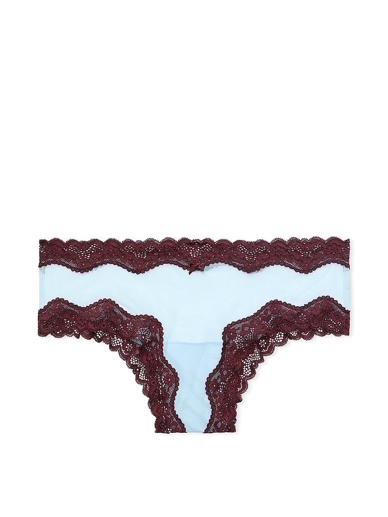 Slip Sgambato In Mesh Tease Con Finiture In Pizzo, Light Blue, large