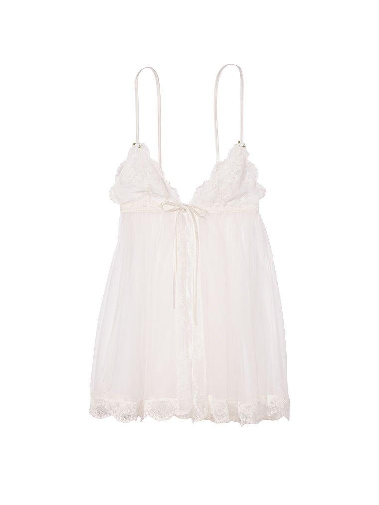 Babydoll In Pizzo Non Foderato Con Spacco Frontale, Description, large