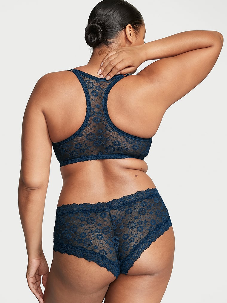 Slip Sgambato In Pizzo, Noir Navy, large