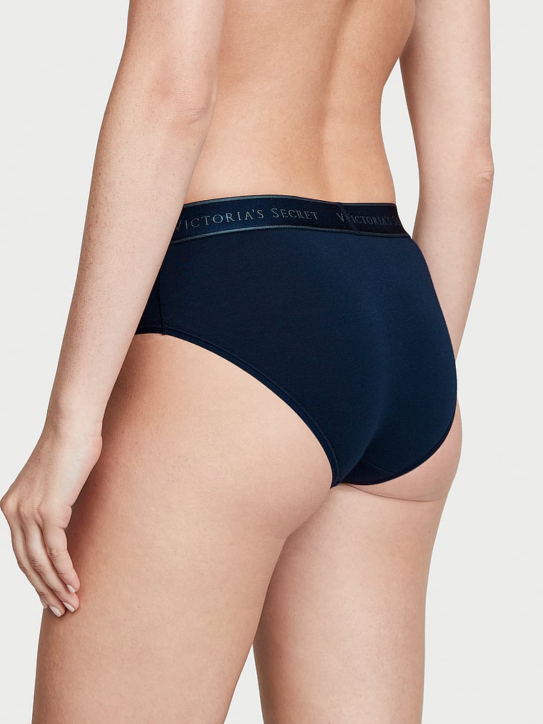 Slip Coprente In Cotone Con Logo, Noir Navy, large