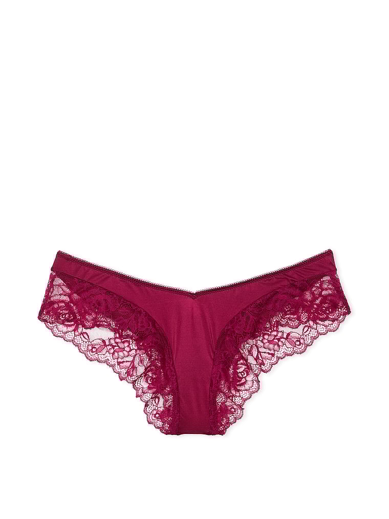 Slip Sgambato Con Finiture In Pizzo Ornato Da Rose, Campari, large
