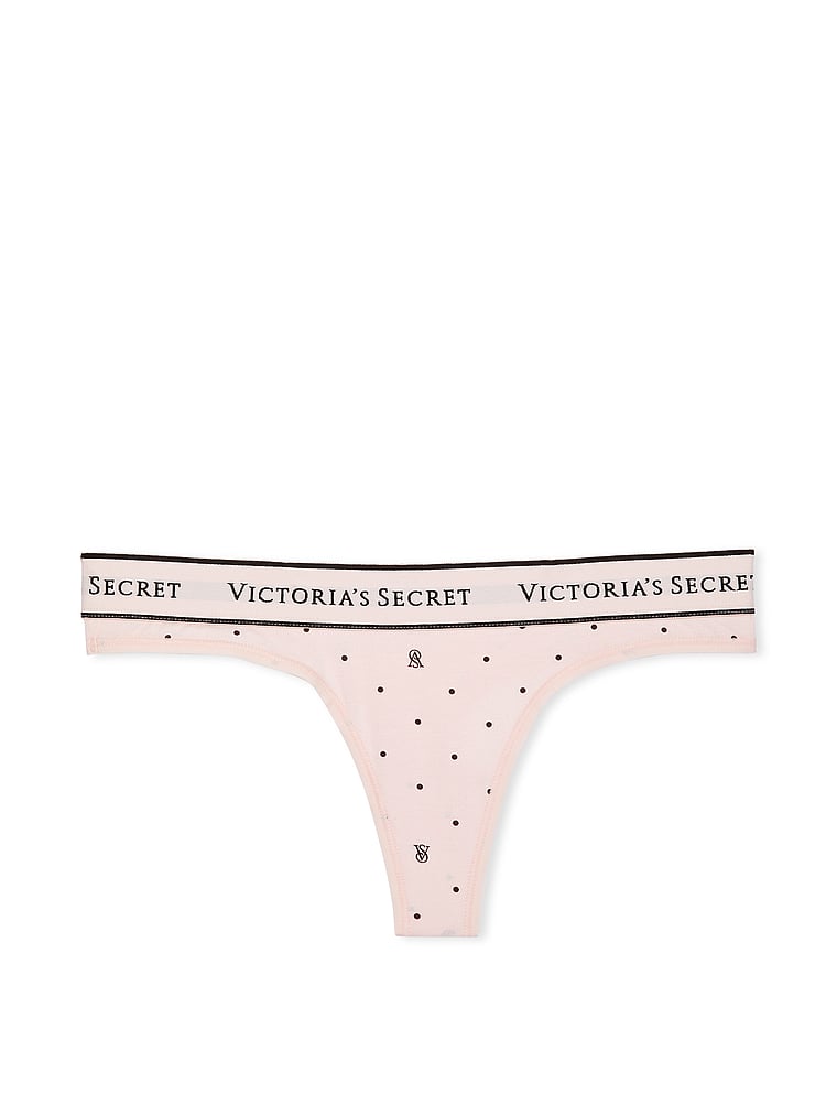 Tanga In Cotone Con Logo, VS Pink Logo Dot, large