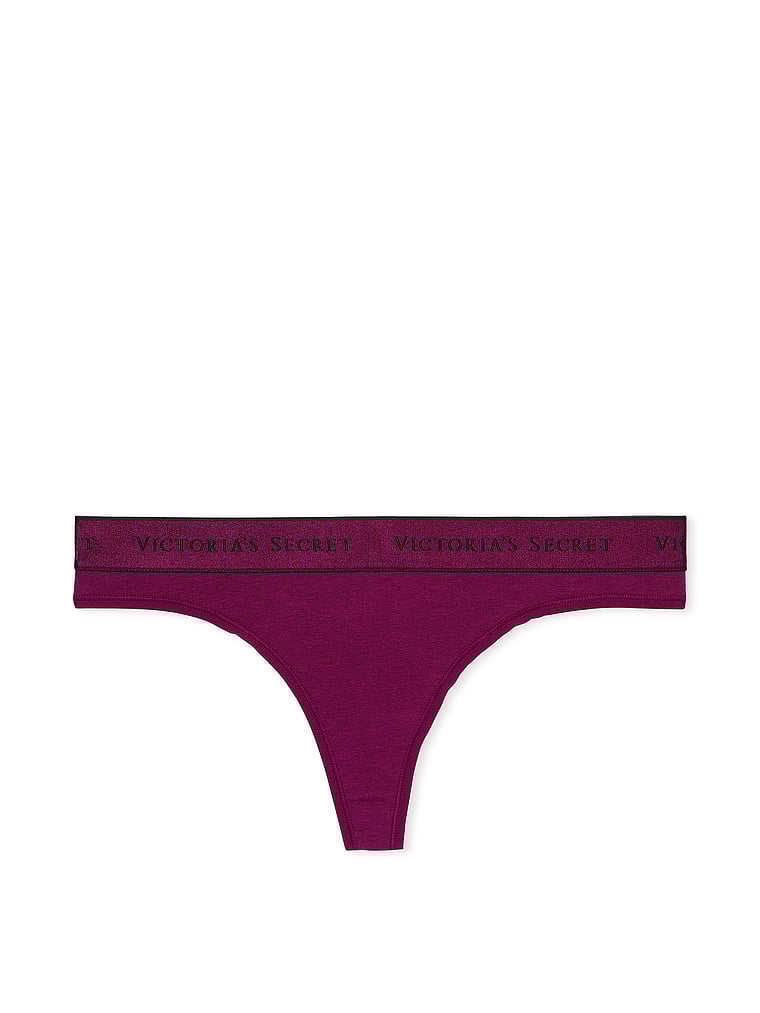 Tanga In Cotone Con Logo, Plum Rouge, large
