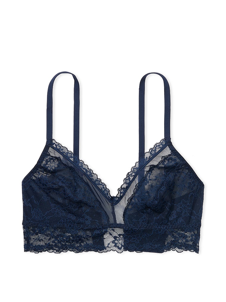 Bralette Curvy In Pizzo, Noir Navy, large