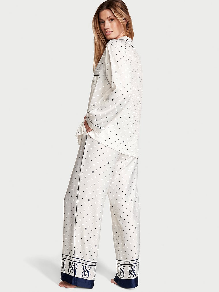 Pigiama Lungo In Raso, Coconut White Dots, large