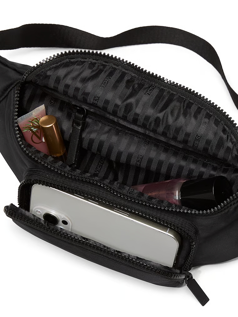 Sling Bag Con Tracolla, Black Satin, large