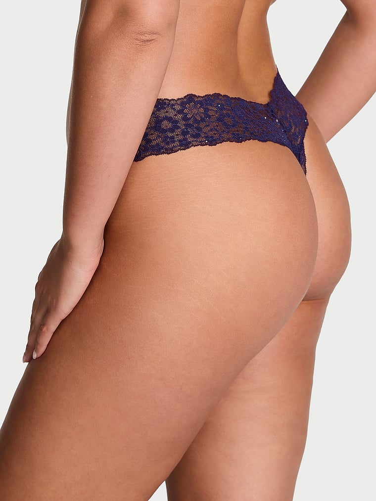 Tanga In Pizzo Posey Con Paillettes, Amethyst, large