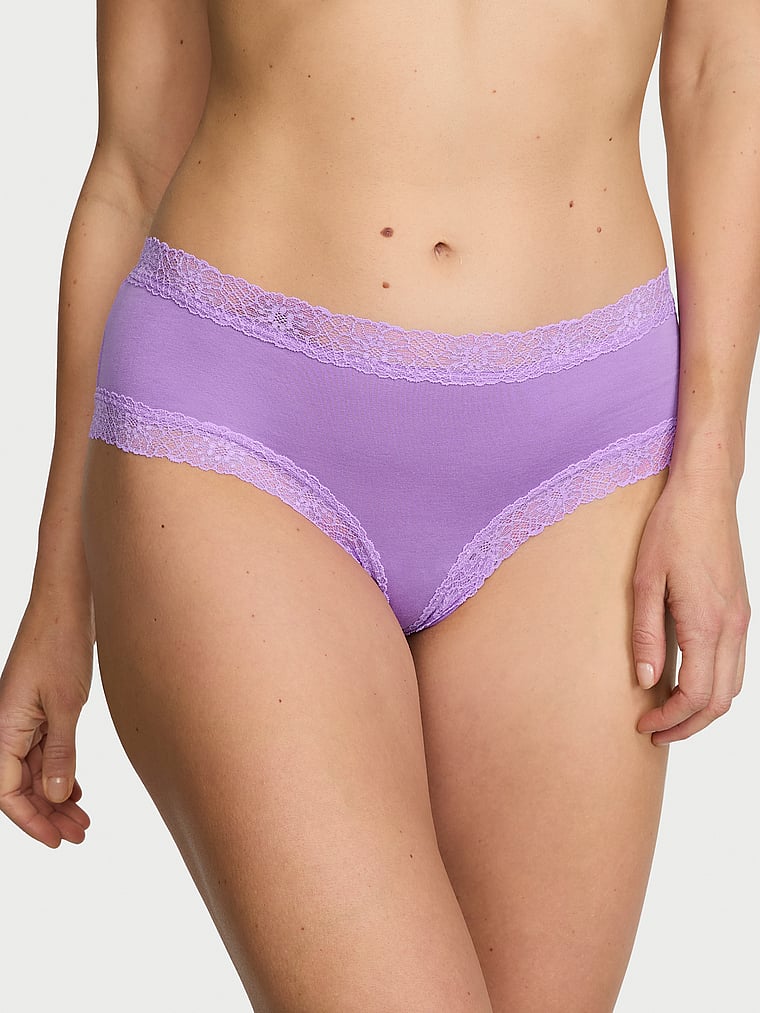 Slip Sgambato In Cotone Con Dettagli In Pizzo, Purple Paradise, large