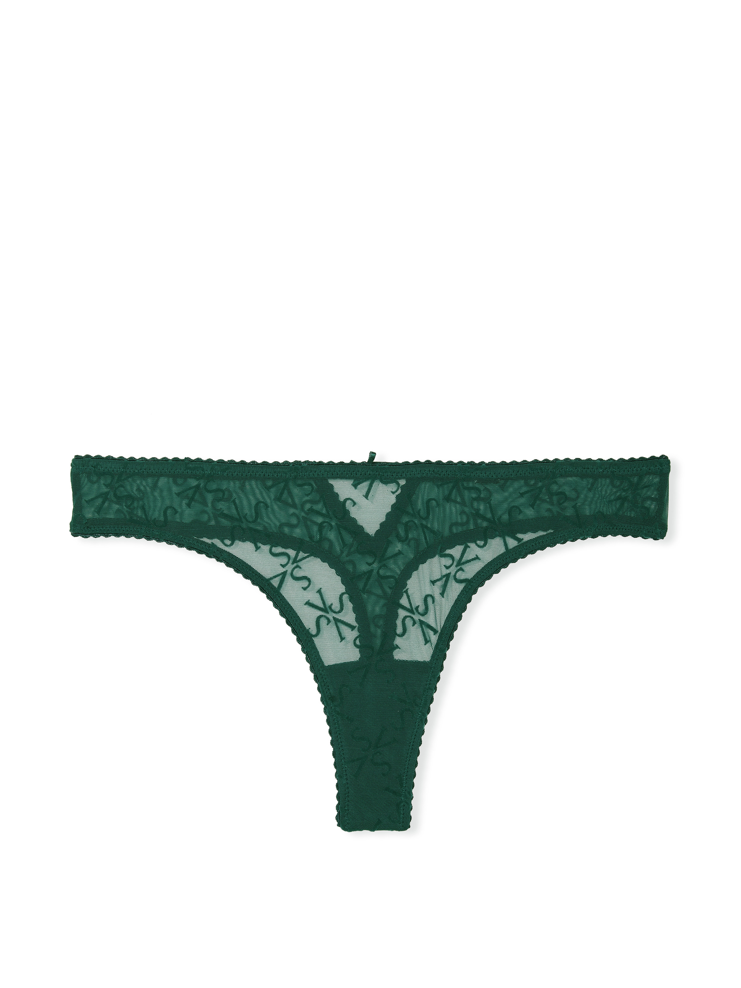 Tanga In Mesh Con Logo Floccato, Deepest Green, large