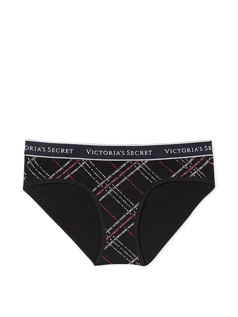 Slip Coprente In Cotone Con Logo, Black Logo Plaid, large