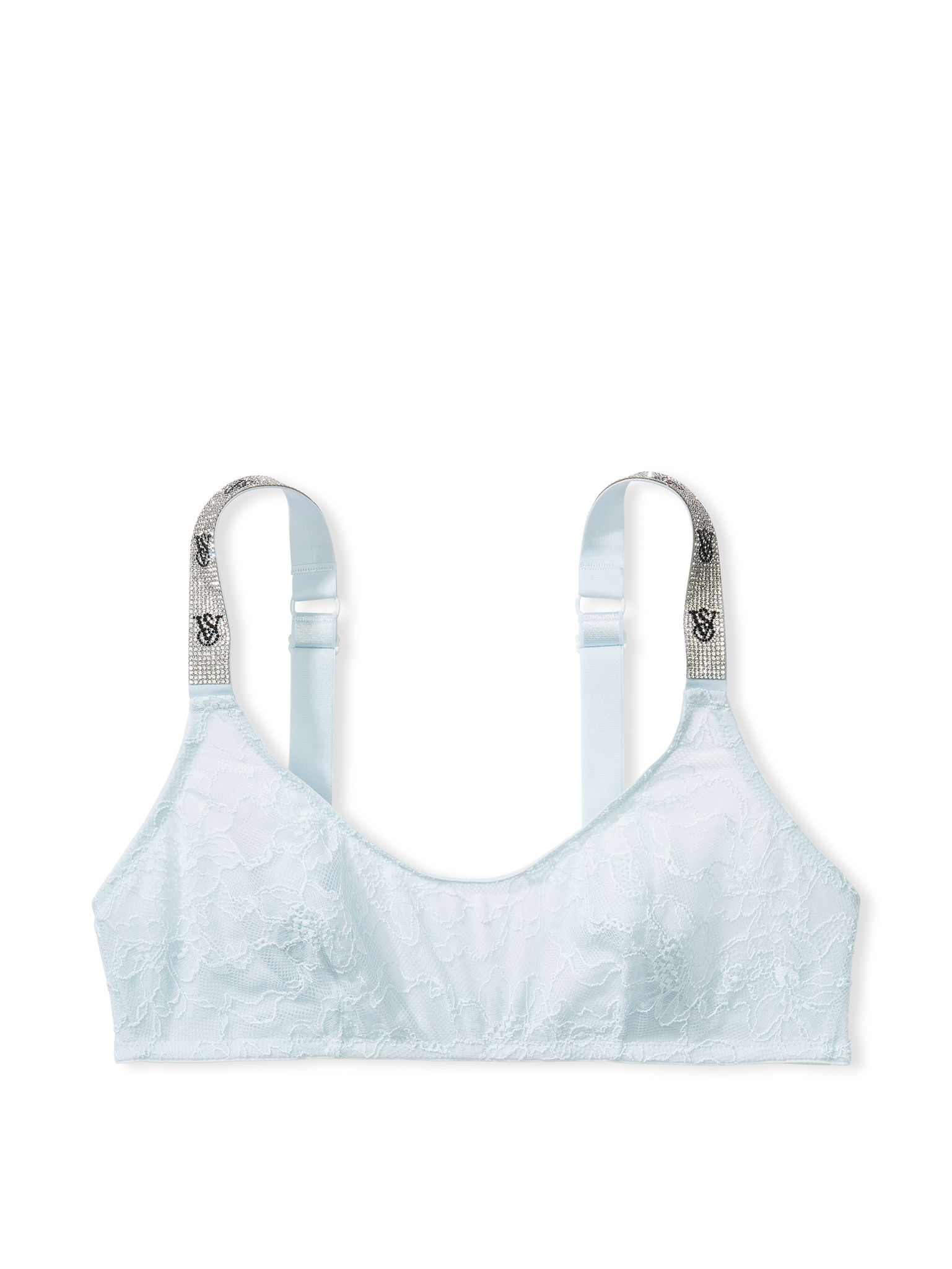 Bralette In Pizzo Con Scollatura Rotonda E Spalline Di Strass, Ballad Blue, large