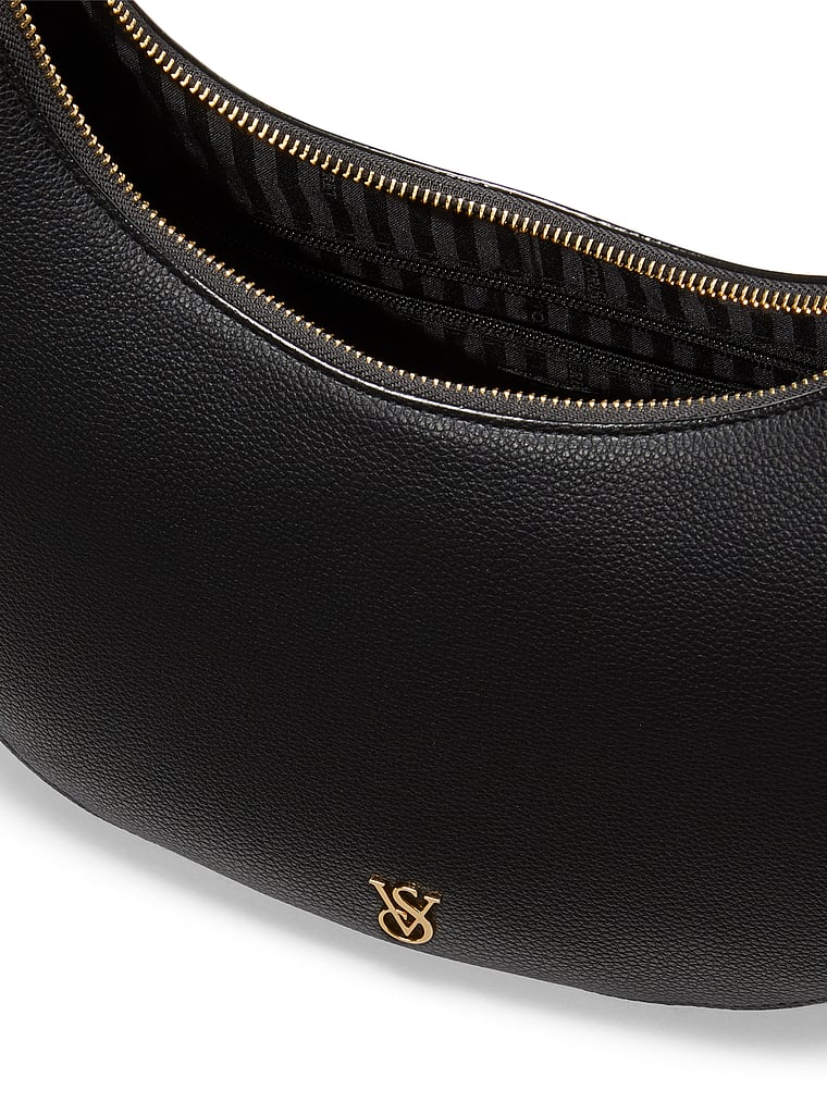 Borsa A Spalla A Forma Di Luna Crescente, Black Pebble, large