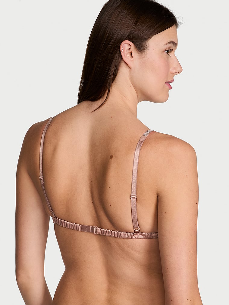 Bralette A Triangolo Trasparente Con Strass, Almond Beige, large