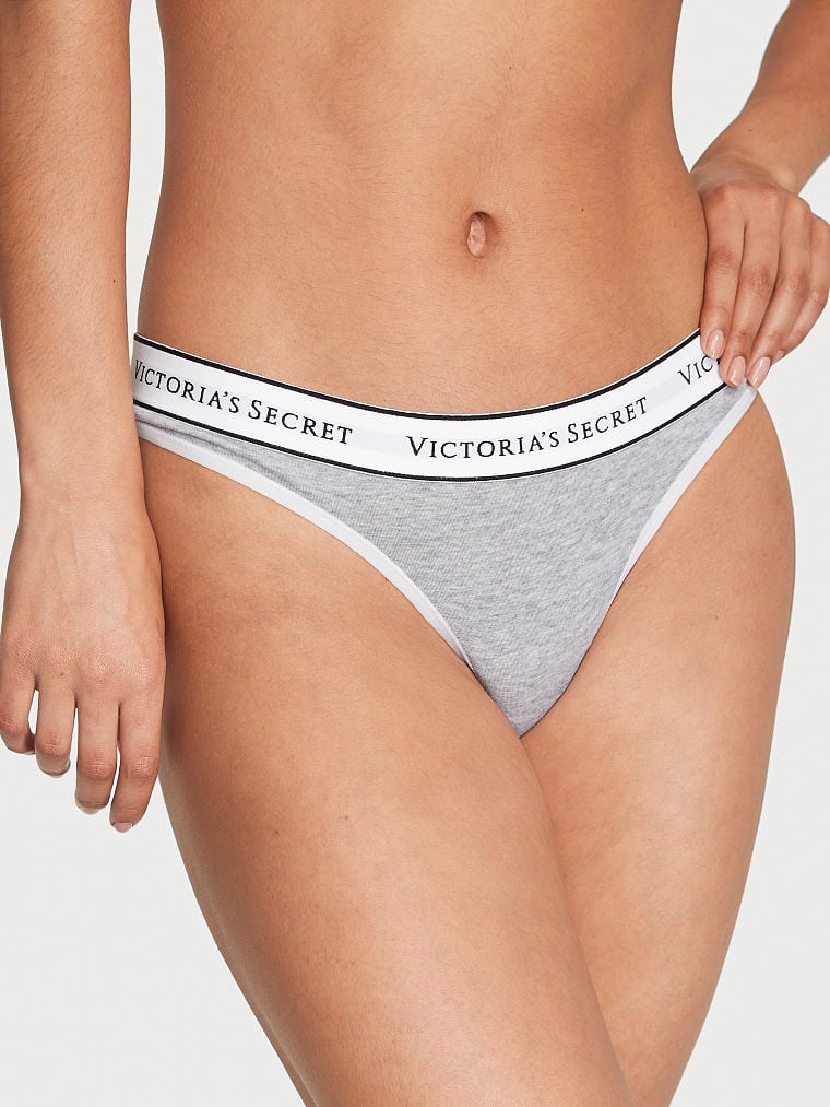 Tanga In Cotone Con Logo, Gray Stripe, large