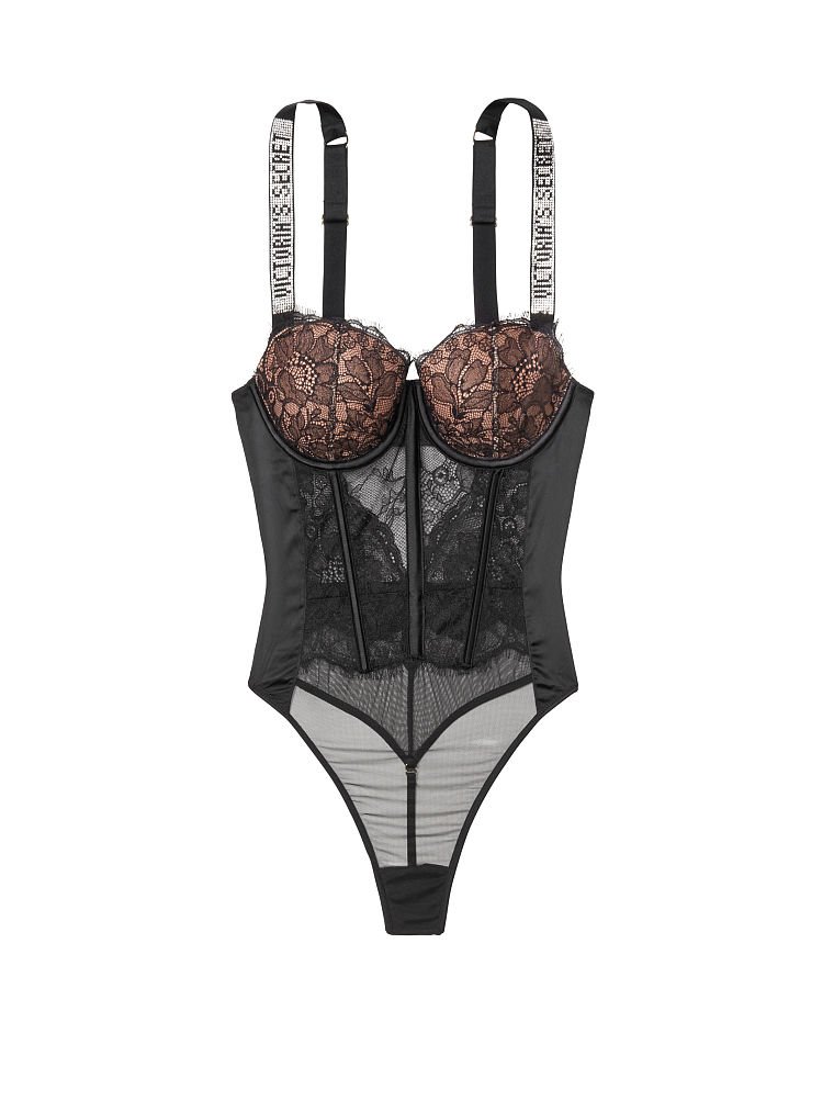 Body Leggermente Foderato Con Spalline Di Strass, Description, large