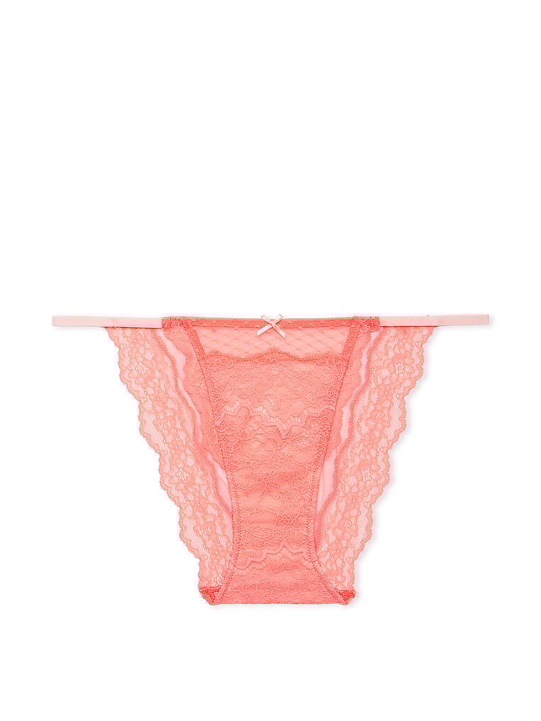 Slip Con Fianchetti Sottili In Pizzo E Mesh, Neon Nectar, large