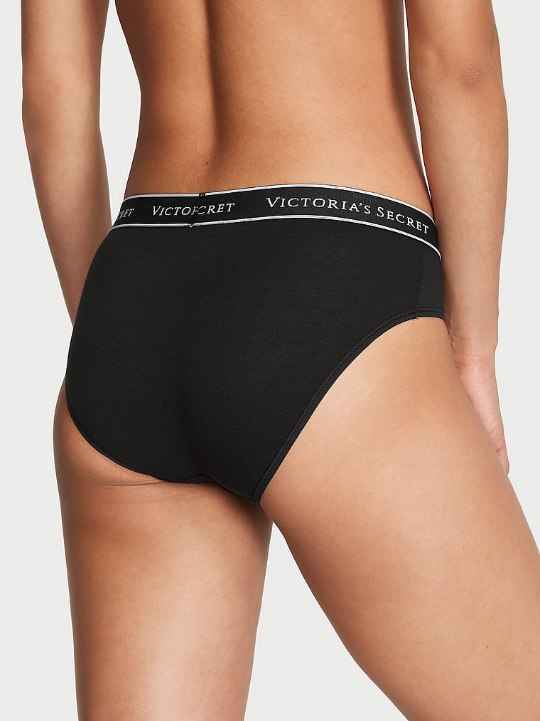 Slip Coprente In Cotone Con Logo, Black, large