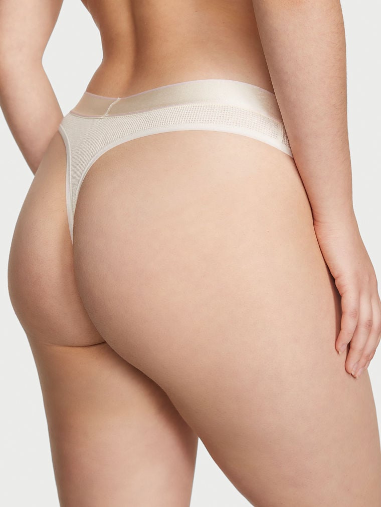 Tanga In Cotone A Punto Waffle Con Logo, White Coral, large