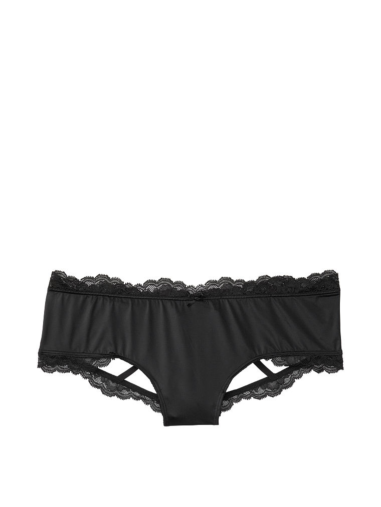 Slip Sgambato In Microfibra Con Laccetti Sul Retro Scoperto, Black, large
