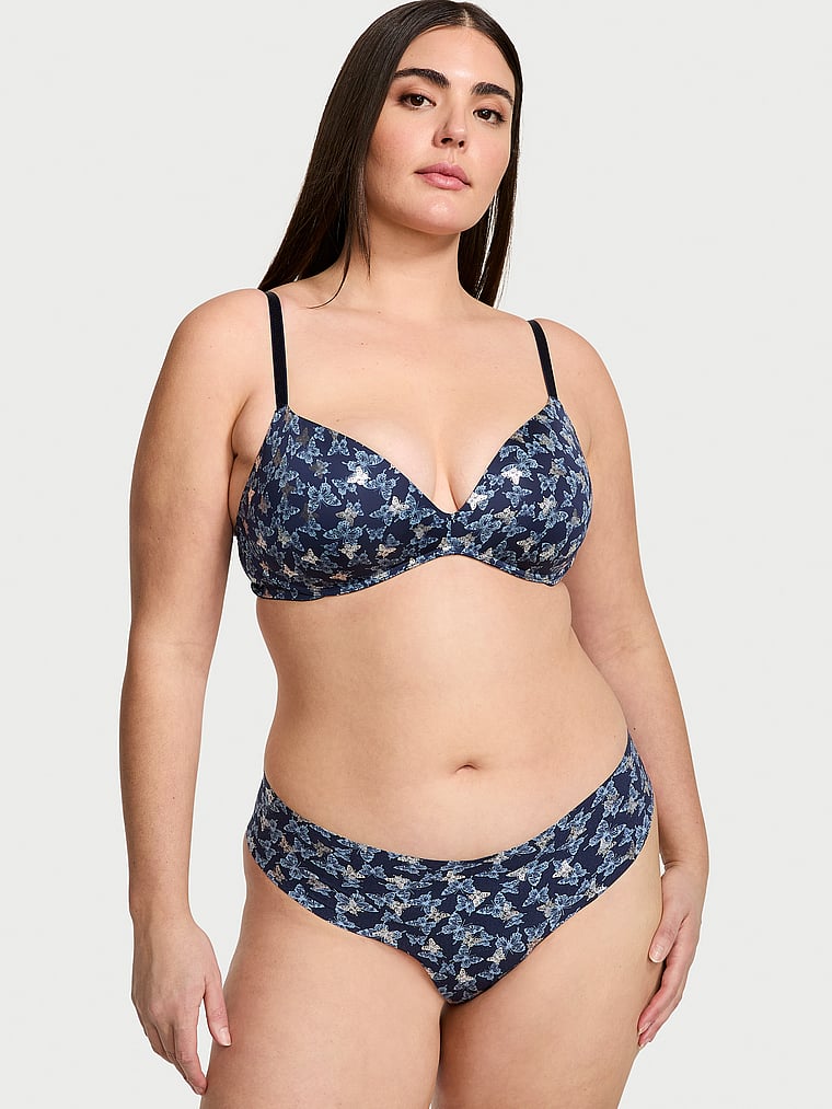Tanga Senza Cuciture, Noir Navy Butterflies, large