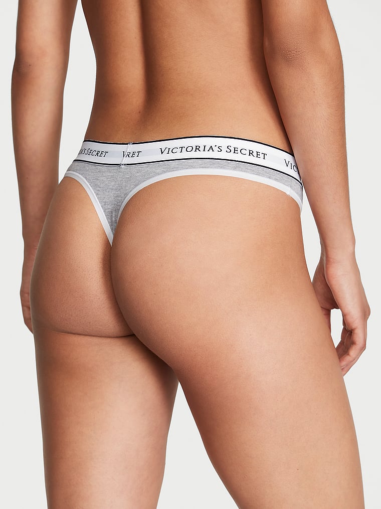 Tanga In Cotone Con Logo, Medium Heather Gray, large