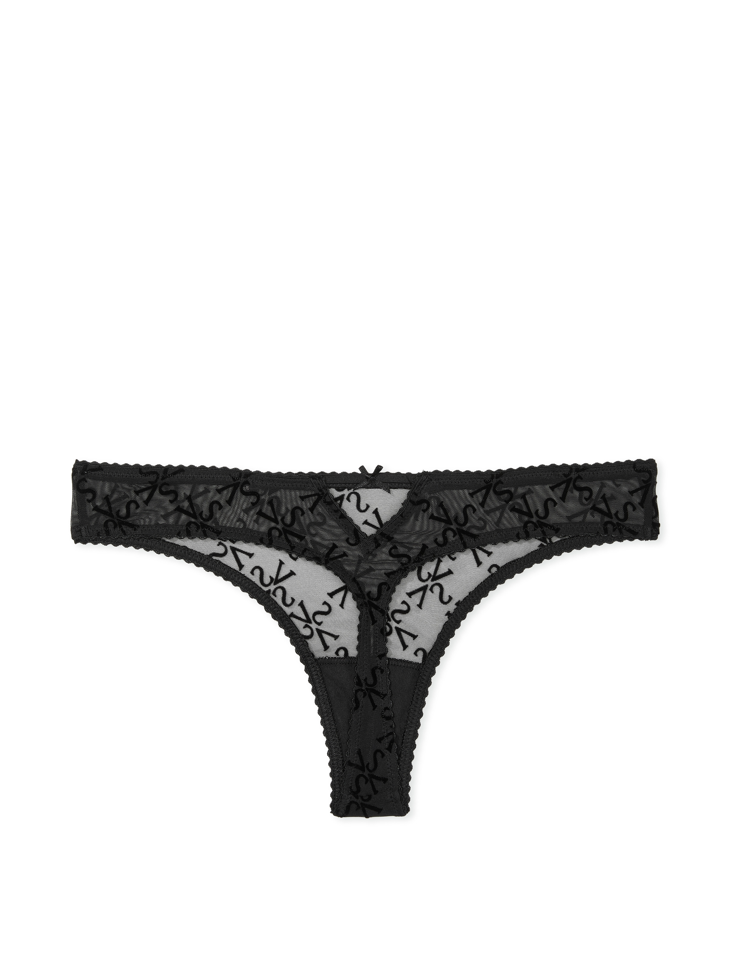 Tanga In Mesh Con Logo Floccato, Black Flocked Logo, large